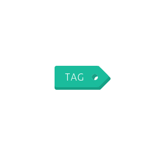 Flat green tag with CSS3 eliptic border radius