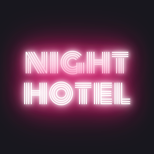 Neon night hotel label with CSS3 transitions and hover state